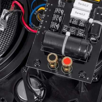 Monoprice in Wall 3-Way Speakers Carbon Fiber - 8 Inch (Pair) with Paintable Magnetic Grille, for Home Theater - Alpha Series