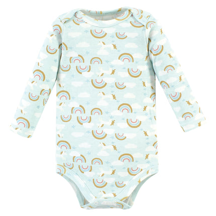 Hudson Baby Unisex Baby Cotton Long-Sleeve Bodysuits, Magical Rainbow 3-Pack, Newborn, Magical Rainbow 3-pack, Newborn