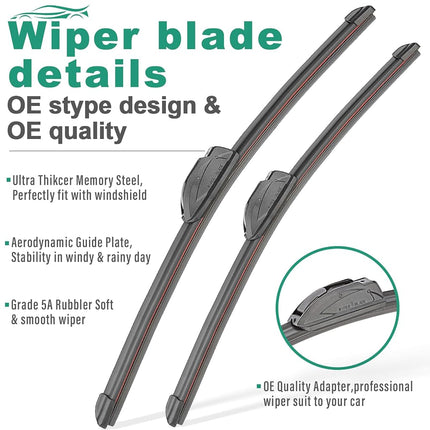26" 20" 14" Windshield Wiper Blades Replacement for Acura MDX 2014 2015 2016 2017 2018 2019 2020 2022 2023 Premium All Weather Front Rear Wipers Set - OEM Quality (Pack of 3)