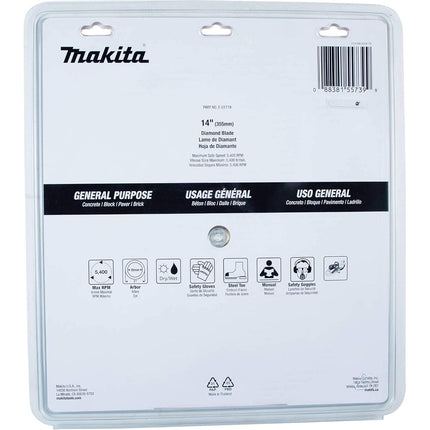 Makita E-01719 Lame diamantée 14 po, segmentée, usage général