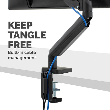 Fellowes Single Monitor Arm - Platinum Series Mount for 8KG 32 inch Screens - Ergonomic Adjustable Arm Desk Mount - Tilt 45° Swivel 360° Rotation 360°, VESA 75 x 75/100 x 100 - Black