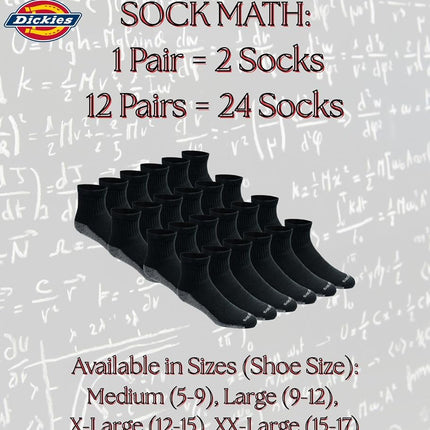 Dickies mensDri-tech Moisture Control Quarter Socks Multipack Casual Sock - black -