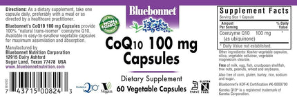 Cápsulas vegetarianas CoQ-10 de BlueBonnet, 100 mg, 60 unidades