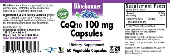 Gélules végétariennes de CoQ-10 BlueBonnet, 100 mg, 60 capsules