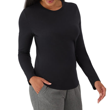 Hanes Womens Comfort Fit Scrubs Underscrub, Supersoft Viscose from Bamboo Long Sleeve Shirt, New Ebony, XXL
