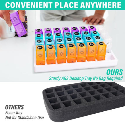 Monthly Pill Organizer 2 Times a Day, 2-in-1 Pill Case for Home & Travel