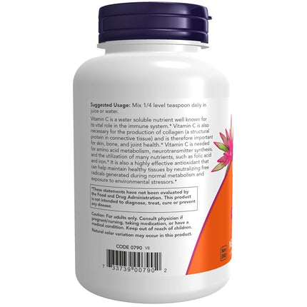 NOW Vitamin C Crystals Ascorbic Acid 100% Pure Powder, 8 Ounces