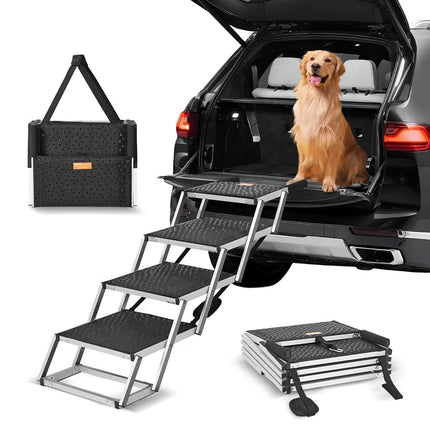 VEVOR Dog Stair for Cars, Wide 4-Step Car Ramp Wit