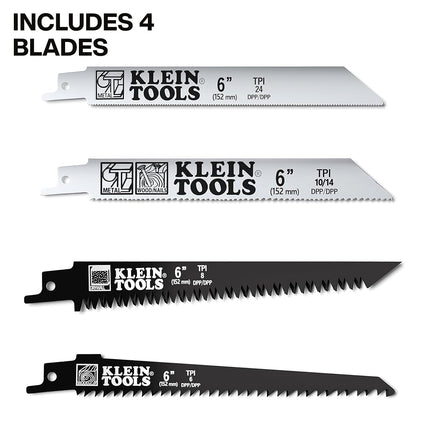 Klein Tools 31757 Folding Multi-Purpose Jab Saw, Multiple Blades Included, Dual-Locking Positions, Cuts Drywall, Metal, Wood, and Plastic