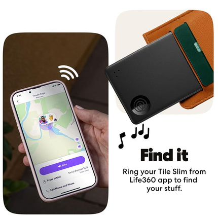 Life360 Tile Starter Pack - Bluetooth Trackers and Item Finders for Keys, Wallets & More. Both iOS and Android Compatible. Phone Finder. 2-Pack (Black Tile/Slim)