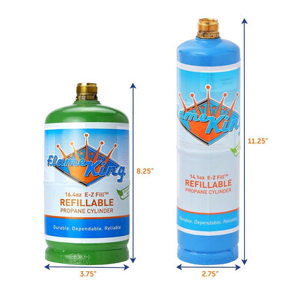 Flame King 1LB Empty Propane Welding Cylinder Tank, Reusable & Transportable - Safe and Legal Refill Option, 14.1 oz, Blue (2-Pk)