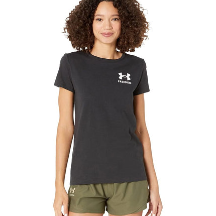 Camiseta Under Armour New Freedom Logo para mujer, Negro (001)/Blanco, XL