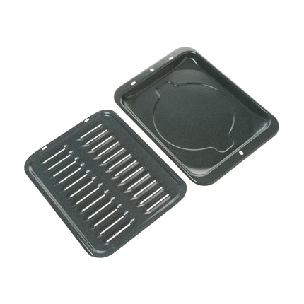 GE Lighting Bandeja y rejilla grande para asar, 12-3/4 x 16-1/2 pulgadas, Aluminio, Acero inoxidable, Negro, Rectangular