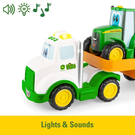 John Deere Farmin' Friends Hauling Tractor Toy Set, Farm Set for Toddlers, Push Along Toys for Children, Baby Interactive Toy, Push Along Toy Suitable for 18 Months, 2, 3 Year Old Boys and Girls