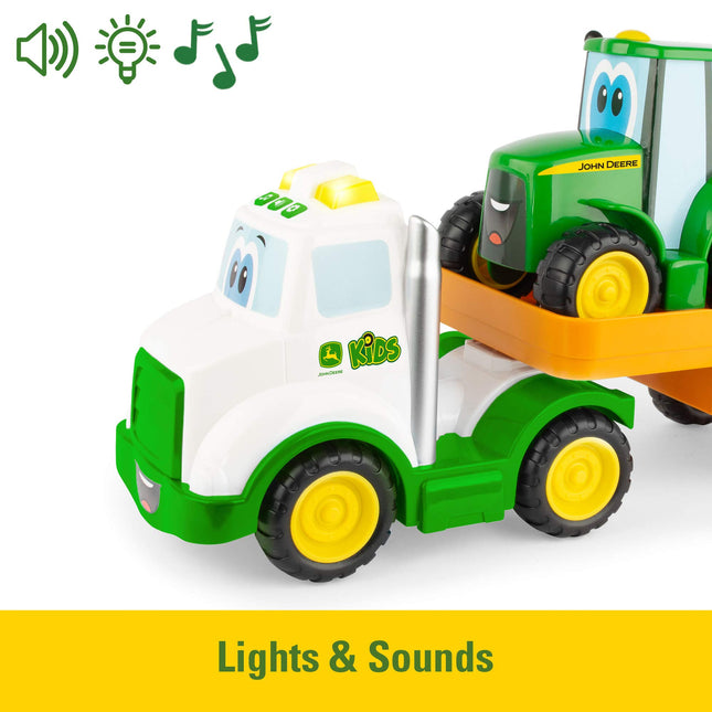John Deere Farmin' Friends Hauling Tractor Toy Set, Farm Set for Toddlers, Push Along Toys for Children, Baby Interactive Toy, Push Along Toy Suitable for 18 Months, 2, 3 Year Old Boys and Girls