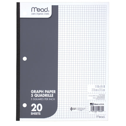 Mead Graph Paper Pad, Quadrille, 5 Squares per Inc