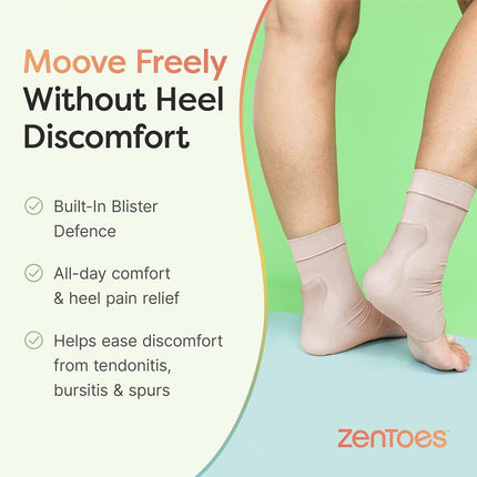 ZenToes Achilles Tendon Heel Protector Compression Padded Sleeve Socks for Bursitis, tendonitis, Tenderness - 1 Pair