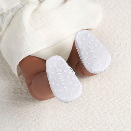 Gerber Unisex-Child Newborn Infant Toddler Boy and Girl Slip-on Sneaker Crib Shoe, Silver Glitter, 0-3 Months Infant