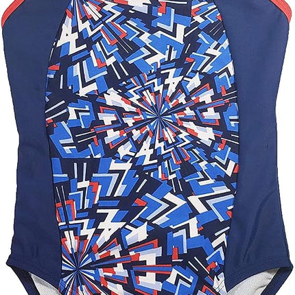Speedo Girls Thin Strap One Piece Suit and Shorts Set (Red White Blue, X-Small)