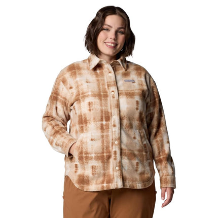 Columbia Women's Benton Springs Shirt Jacket 2, Fleece Jacket, Camel Brown Omblur, S