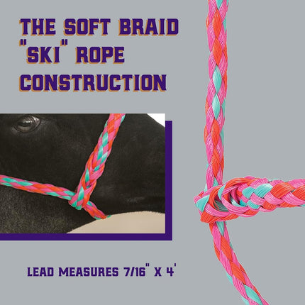 Weaver Leather Livestock Poly Rope Sheep Halter Hot Pink/Coral/Mint