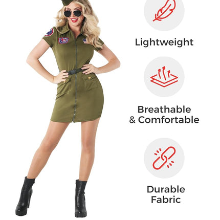 Fun Shack Army Costume Women, Pilot, Halloween Costumes for Women, M