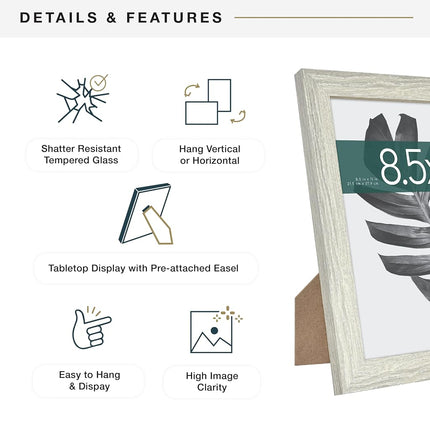 MCS Studio Gallery Frame Grey Wood Grain 8.5 x 11 Inches