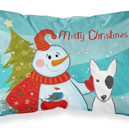 Caroline's Treasures BB1829PILLOWCASE Snowman with Bull Terrier Fabric Standard Pillowcase, Large, Multicolor