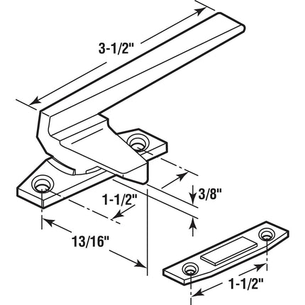 Prime-Line Products H 3821 Off-Set Base Casement Locking Handle, White