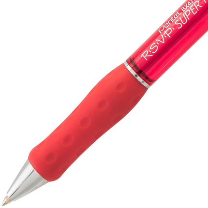 Bolígrafo Pentel RSVP Super RT, línea fina (0,7 mm), tinta roja - BX477-B