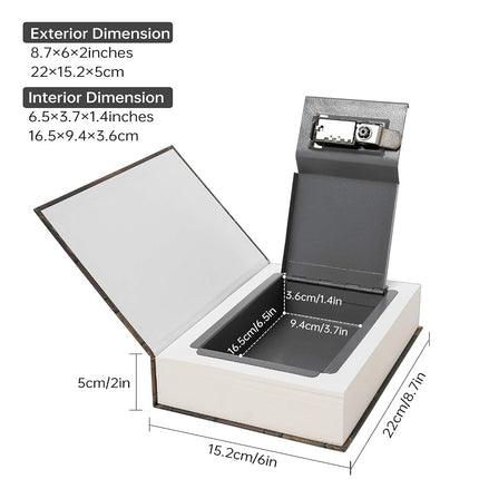 PACOLO With key and combination lock, real paper transfer book safe for jewelry, money and cash, hollow with hidden compartment (M Combination, Love)