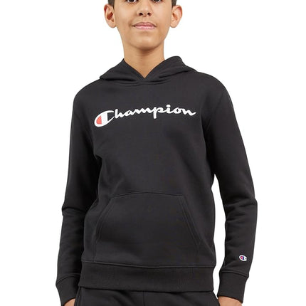 Champion Boys Hoodie for Kids Sweatshirt Fleece Youth Pullover With Hood, Signature Black, Large