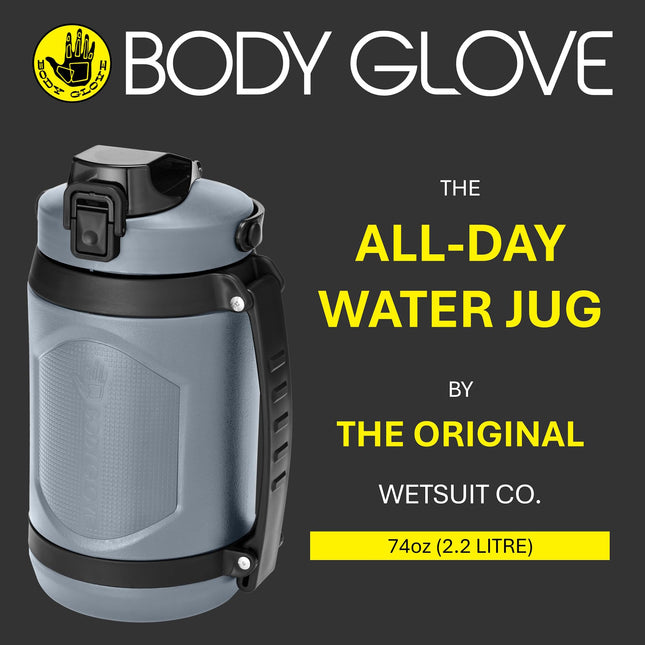 Body Glove 74oz Water Bottle with Straw, Leakproof BPA Free All Day Hydration Jug for Gym, Sports, Outdoors (GREY/74oz)