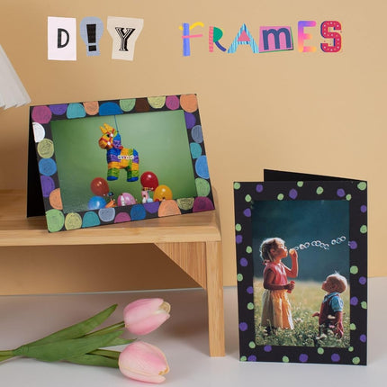 Litpoetic 100 Count Photo Frame Cards with Envelopes 4x6 Paper Picture Frame Notecards Photo Card Holder for Thanksgiving Halloween Wedding Birthday Classroom DIY Fall Decor - Black