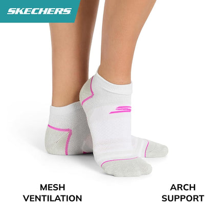 Skechers Women's 3-Pack Performance Golf Low Cut Socks, Odor Control & Mesh Ventilation, Magenta Glow/Cornflower Blue, 9-11