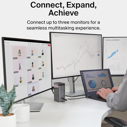 Belkin USB-C Hub, 11-in-1 Pro GaN Dock 150W, Multi-Port Docking Station w/USB-C, USB-A, Ethernet, SD, MicroSD, 3.5mm Port, 4K HDMI Ports for Triple Monitor Display - Compatible w/MacBook Pro & More
