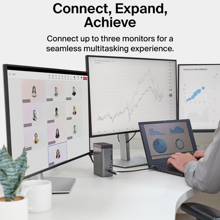 Concentrador USB-C de Belkin, Dock Pro GaN 11 en 1 de 150 W, estación de acoplamiento multipuerto con USB-C, USB-A, Ethernet, SD, MicroSD, puerto de 3,5 mm, puertos HDMI 4K para pantalla de triple monitor - Compatible con MacBook Pro y más