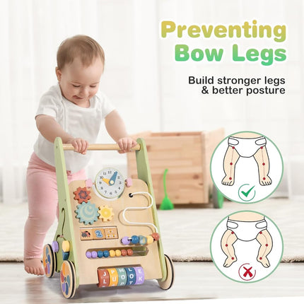 LOL-FUN Wooden Baby Walker for Toddlers 12 Months Push Along Toys