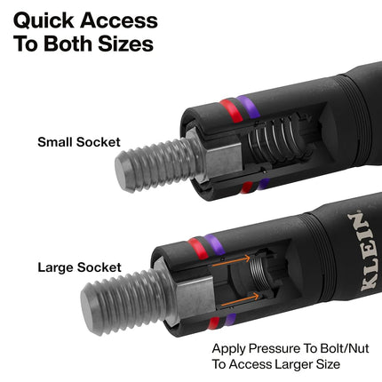 Klein Tools 6512QS Impact-Rated Quad Socket Set, 4-In-1 Flip Socket Driver, Color-Coded, Heavy-Duty Multi Tool, 1/4-Inch Drive, SAE Sizes 1/2-, 9/16-, 5/8-, and 11/16-Inch, 6-1/2-Inch Extension Shaft