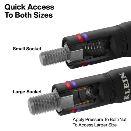Klein Tools 6512QS Impact-Rated Quad Socket Set, 4-In-1 Flip Socket Driver, Color-Coded, Heavy-Duty Multi Tool, 1/4-Inch Drive, SAE Sizes 1/2-, 9/16-, 5/8-, and 11/16-Inch, 6-1/2-Inch Extension Shaft