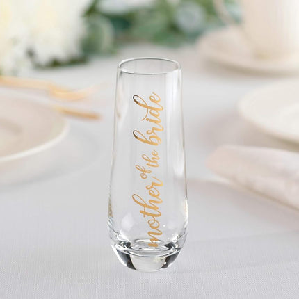 Lillian Rose Mother of Bride Stemless Champagne Wedding Toasting Glass, 1 Count (Pack of 1), Gold