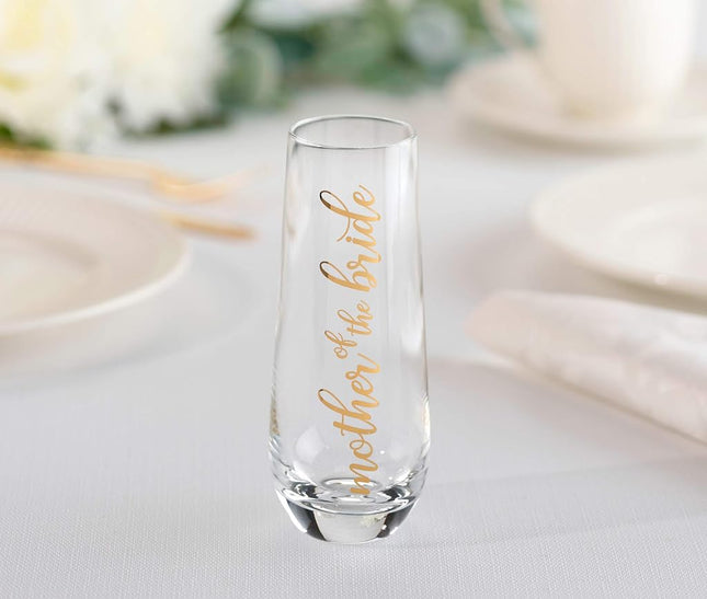 Lillian Rose Mother of Bride Stemless Champagne Wedding Toasting Glass, 1 Count (Pack of 1), Gold