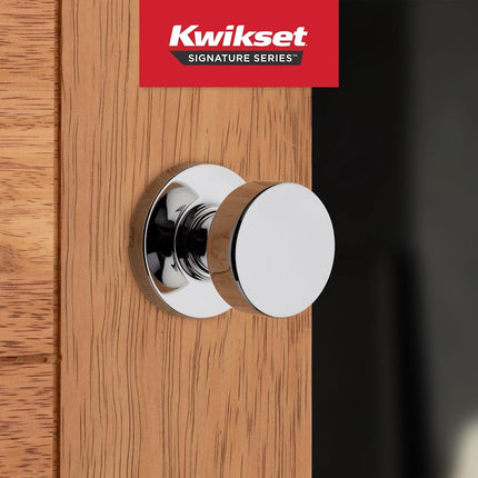 Kwikset Pismo Interior Passage Door Knob, Handle for Closet and Hallway Doors, Non-Locking Doorknob, Polished Chrome, Round Rose