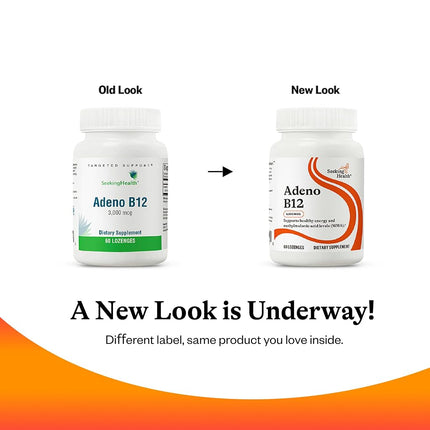 Seeking Health | Adeno B12 Supplement | 3,000 mcg Adenosylcobalamin | 60 Vitamin B12 Lozenges | Free of Common Allergens and Magnesium Stearate