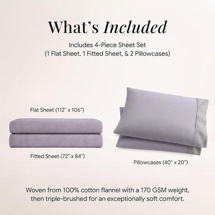 Tribeca Living Luxury Solid Flannel Deep Pocket Sheet Set, California King, Lavender