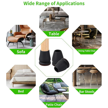 16PCS Extra Small Chair Leg Floor Protectors, Chair Leg Protector for Hardwood Floors, Metal Bar Stool Floor Protectors Chair Leg Caps, Round Felt Furniture Pads Furniture Sliders(Black,Fit 0.5"-0.8")
