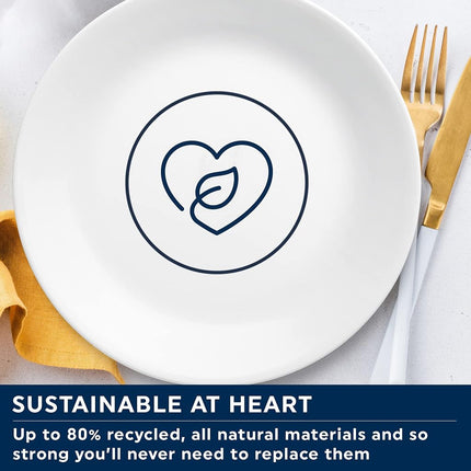Ensemble de vaisselle Corelle (ensemble de 4 pièces, gris mystique) - Service pour 4 | Comprend 4 assiettes d'appoint | 80 % de verre recyclé | 3 fois plus durable, moitié moins encombrant et plus léger que la céramique traditionnelle