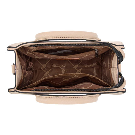 Bolsos de mano Wrangler para mujer con asa superior y cartera para mujer con correa ajustable, A-beige, Mediano