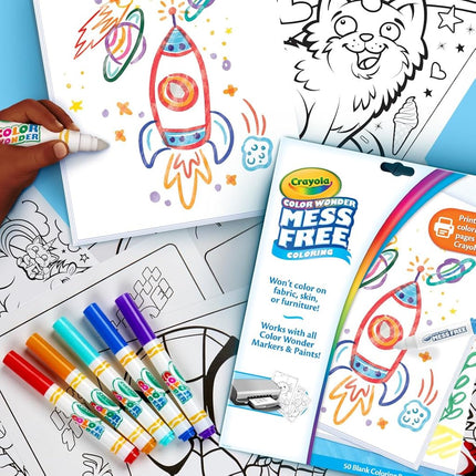 CRAYOLA Color Wonder Mess Free Coloring, Blank Coloring Pages, 50 Count, Printable Page Refill Set, Small