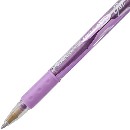 Pentel Sunburst Metallic Gel Pen, 0.8mm Tip Writes 0.4mm Line, Violet/Transparent Barrel Violet Ink, Box of 12 (K908-MV) by Pentel